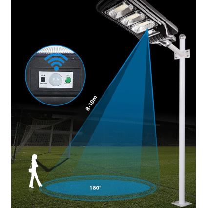 LED Dimbare zonne-straatlantaarn met sensor LED/180W/6V 6500K IP65 zwart + afstandsbediening