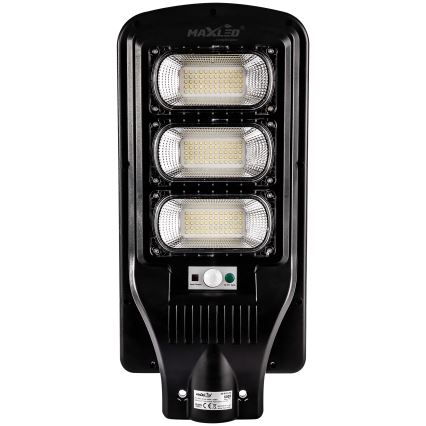LED Dimbare zonne-straatlantaarn met sensor LED/180W/6V 6500K IP65 zwart + afstandsbediening