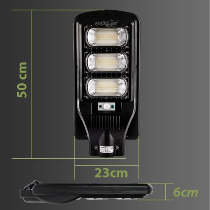 LED Dimbare zonne-straatlantaarn met sensor LED/180W/6V 6500K IP65 zwart + afstandsbediening
