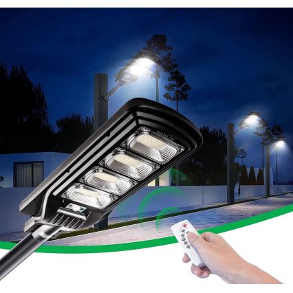 LED Dimbare zonne-straatlantaarn met sensor LED/240W/6V 6500K IP65 zwart + afstandsbediening