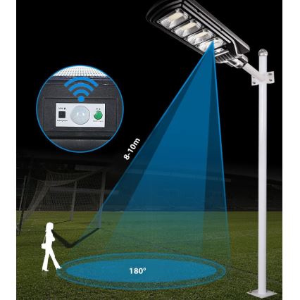 LED Dimbare zonne-straatlantaarn met sensor LED/240W/6V 6500K IP65 zwart + afstandsbediening