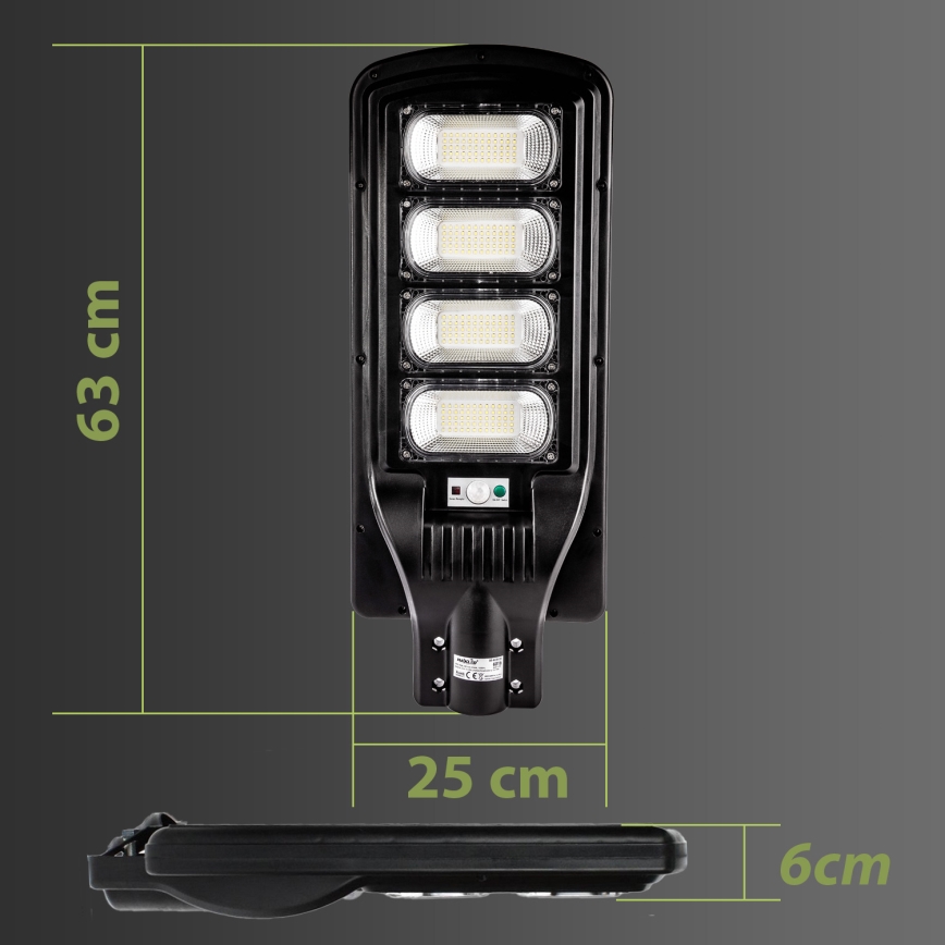 LED Dimbare zonne-straatlantaarn met sensor LED/240W/6V 6500K IP65 zwart + afstandsbediening