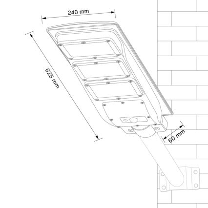Solar LED Straatlamp met sensor STREET LED/10W/3,2V 10000 mAh IP65 + afstandsbediening