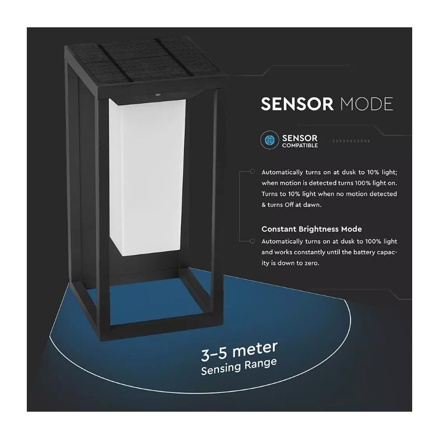 Solar LED Wand Lamp met Sensor SAMSUNG CHIP LED/2W/3,7V IP65