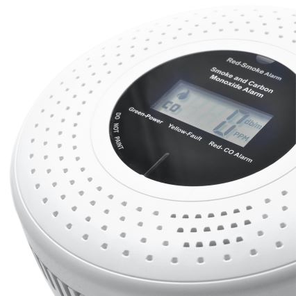 Rook- en koolmonoxidedetector met LCD-display 2xAA