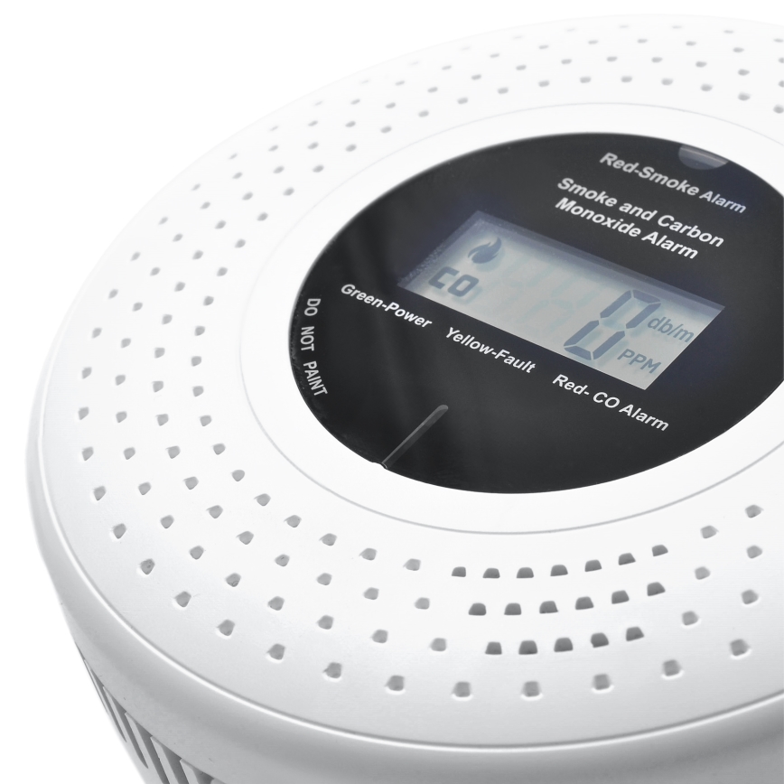 Rook- en koolmonoxidedetector met LCD-display 2xAA