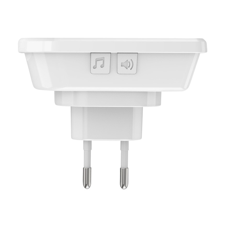 Draadloze deurbel met stekker 230V + 2x knoop IP56 wit