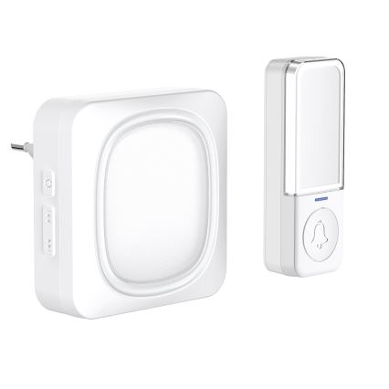 Draadloze stopcontactdeurbel met LED-verlichting 230V IP56 wit