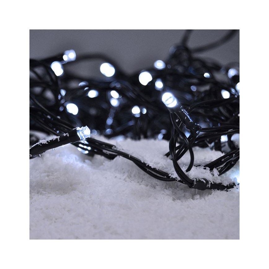 Guirlande de noël 50xLED/8 fonctions 8m IP44 blanc froid