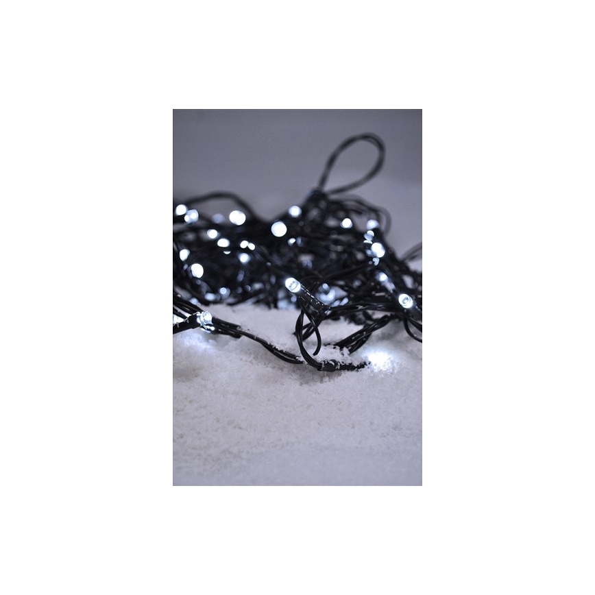 Guirlande de noël 50xLED/8 fonctions 8m IP44 blanc froid