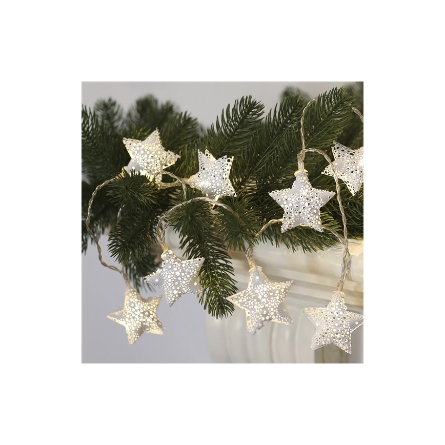 Guirlande de Noël LED 10xLED/2xAA 2m blanc chaud