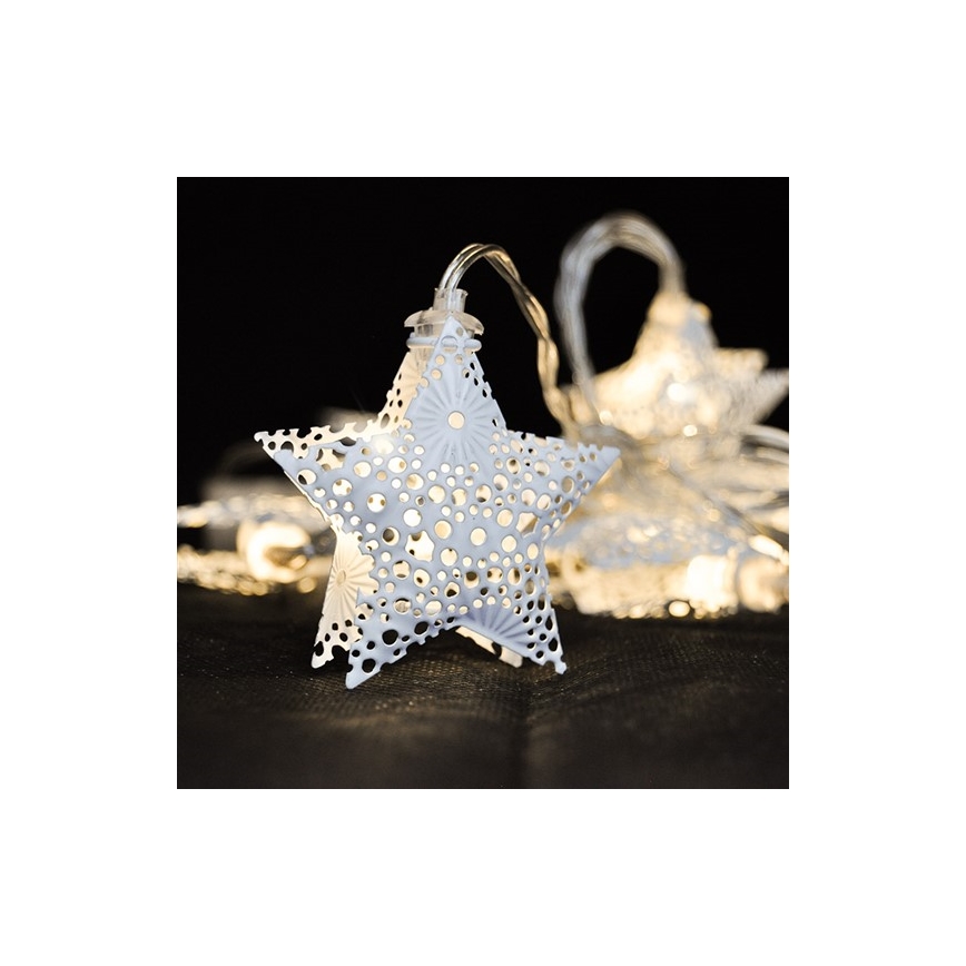 Guirlande de Noël LED 10xLED/2xAA 2m blanc chaud