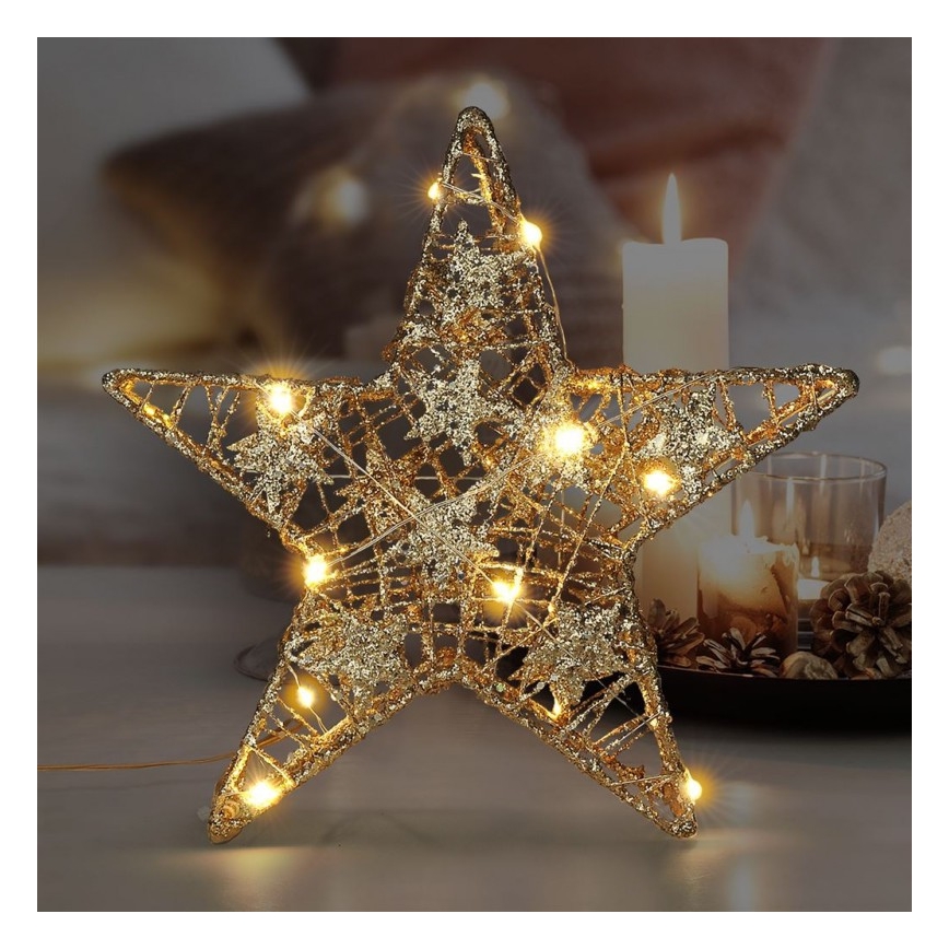 Décoration de noël 14xLED/2xAA étoile