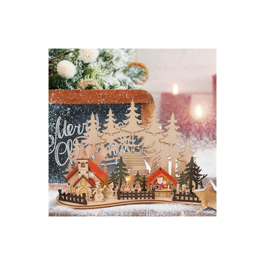 Décoration de Noël LED/2xAAA petite ville
