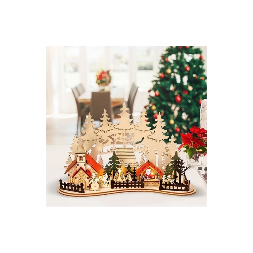 Décoration de Noël LED/2xAAA petite ville