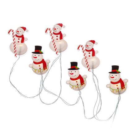 Guirlande de noël LED avec ventouses 6xLED/2xAA 1,2m blanc chaud bonhomme de neige