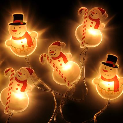 Guirlande de noël LED avec ventouses 6xLED/2xAA 1,2m blanc chaud bonhomme de neige