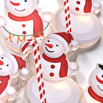 Guirlande de noël LED avec ventouses 6xLED/2xAA 1,2m blanc chaud bonhomme de neige