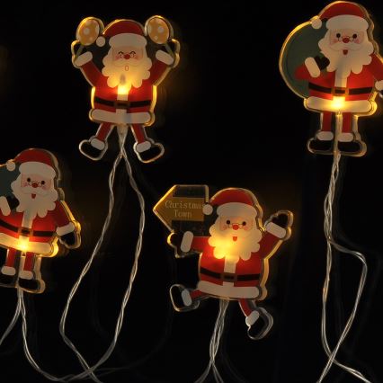 Guirlande LED avec ventouses 6×LED — 2×AA — 1,2 m — blanc chaud — Santa