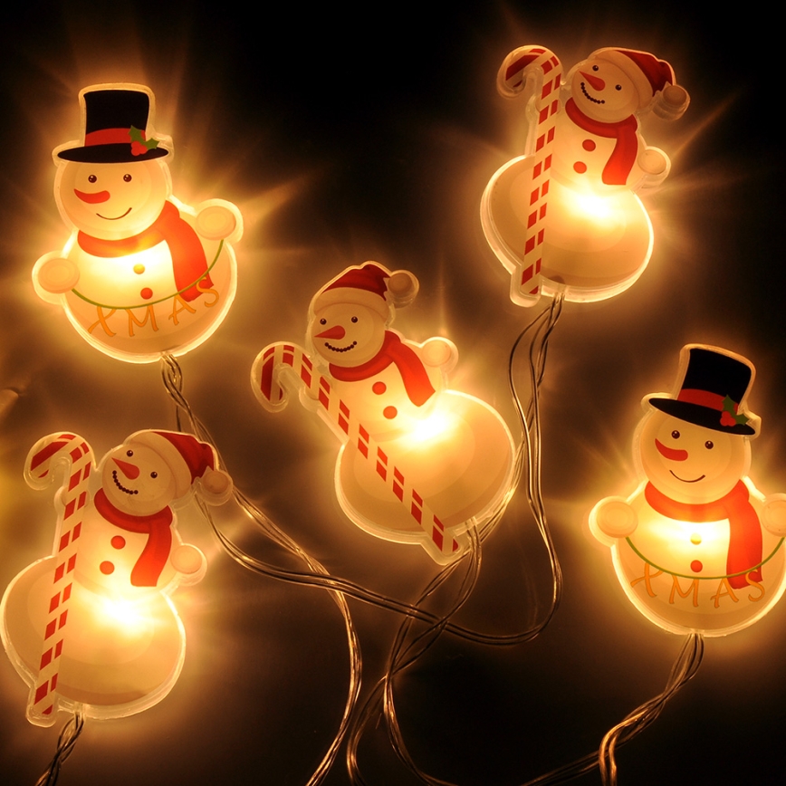 Guirlande LED à ventouses 6xLED/2xAA 1,2m blanc chaud bonhomme de neige