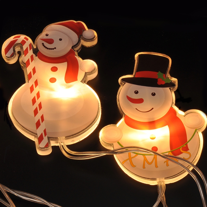 Guirlande LED à ventouses 6xLED/2xAA 1,2m blanc chaud bonhomme de neige