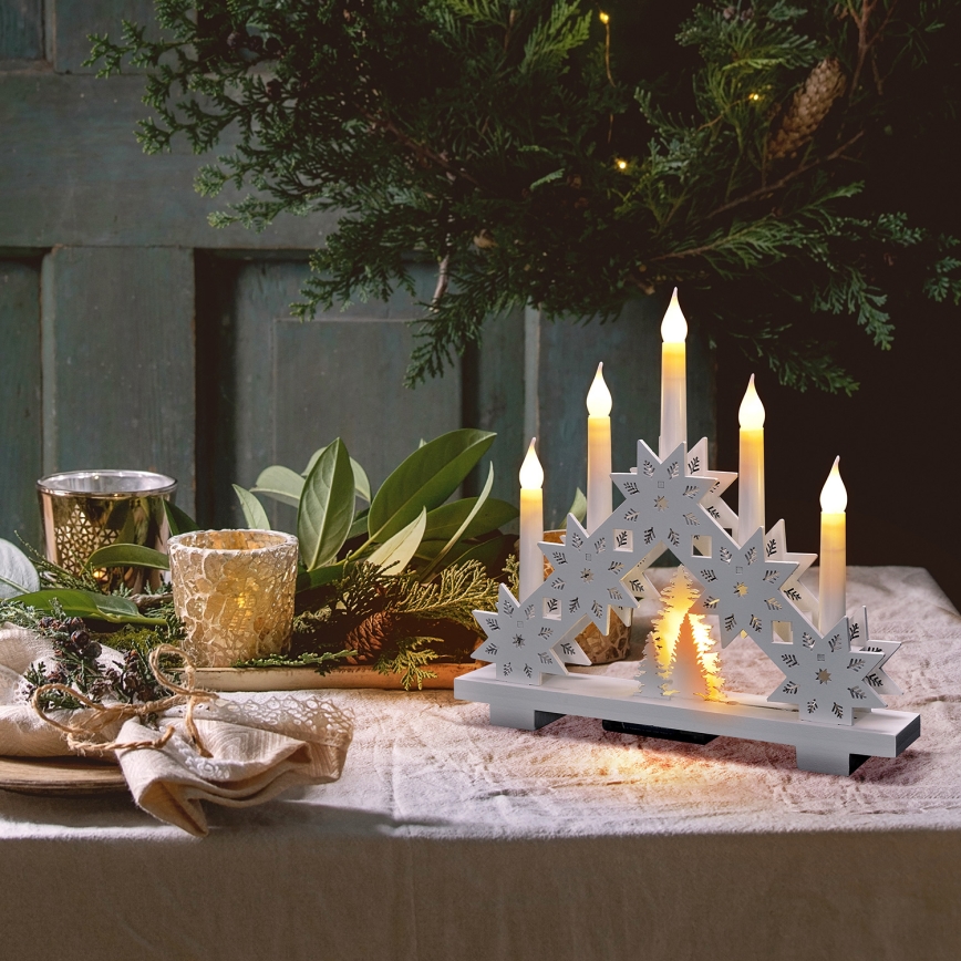 Bougeoir de Noël LED 5xLED/2xAA blanc chaud