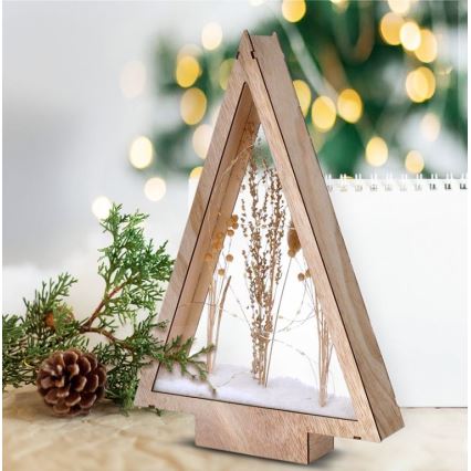 LED Kerstversiering LED/2xAA winterbloemen bedekt met sneeuw