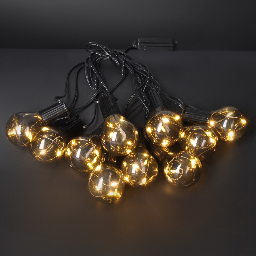 Guirlande LED décorative d'extérieur GIRLANDA — 10 LED, alimentée par 3 piles AA, 3 m, IP44, blanc chaud