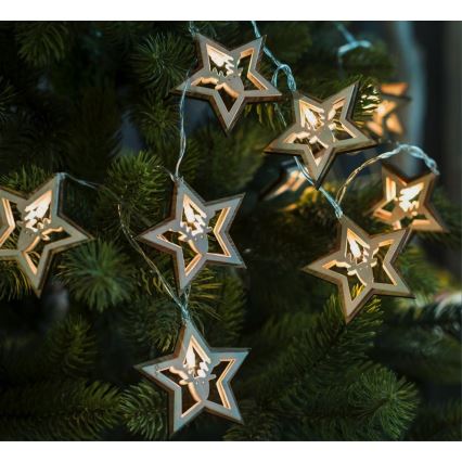 LED Kerst lichtsnoer 10xLED/2xAA 1,8m warm wit