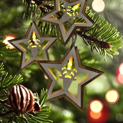 LED Kerst lichtsnoer 10xLED/2xAA 1,8m warm wit