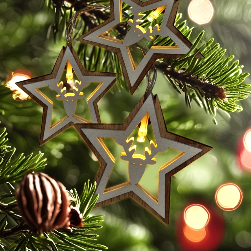 LED Kerst lichtsnoer 10xLED/2xAA 1,8m warm wit