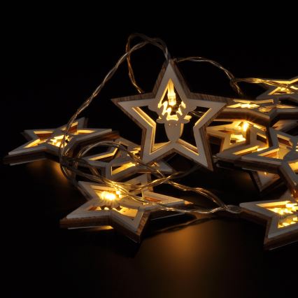 LED Kerst lichtsnoer 10xLED/2xAA 1,8m warm wit