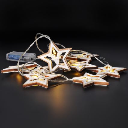 LED Kerst lichtsnoer 10xLED/2xAA 1,8m warm wit