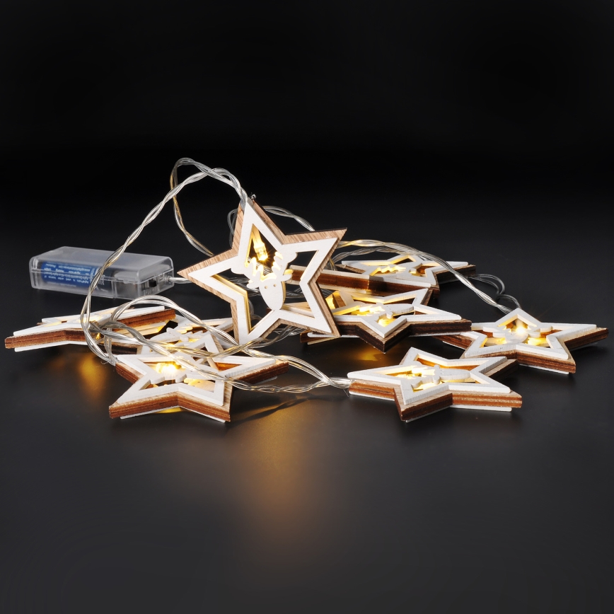 LED Kerst lichtsnoer 10xLED/2xAA 1,8m warm wit