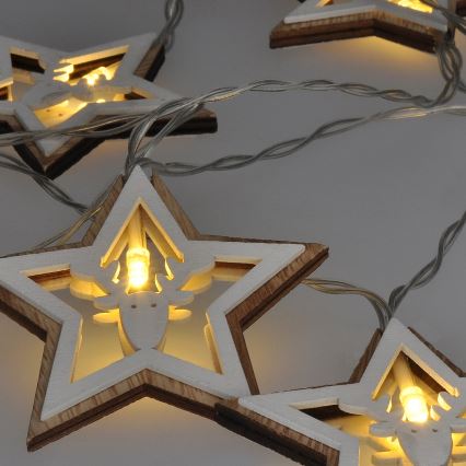 LED Kerst lichtsnoer 10xLED/2xAA 1,8m warm wit