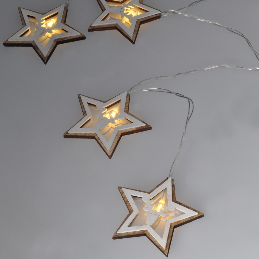 LED Kerst lichtsnoer 10xLED/2xAA 1,8m warm wit