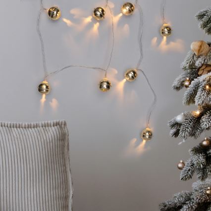 Guirlande LED 10xLED/2xAA/blanc chaud 1,8m grelots