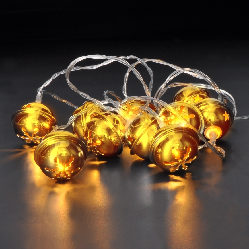 LED-slinger 10x LED/2x AA/warm wit 1,8 m met belletjes