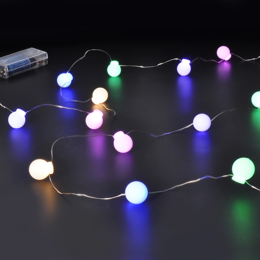 LED Kerst lichtsnoer 20xLED/2xAA 2,3 m Meerdere kleuren