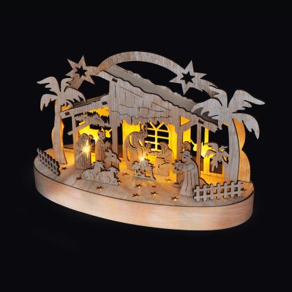 Décoration de Noël LED/2xAA/blanc chaud crèche