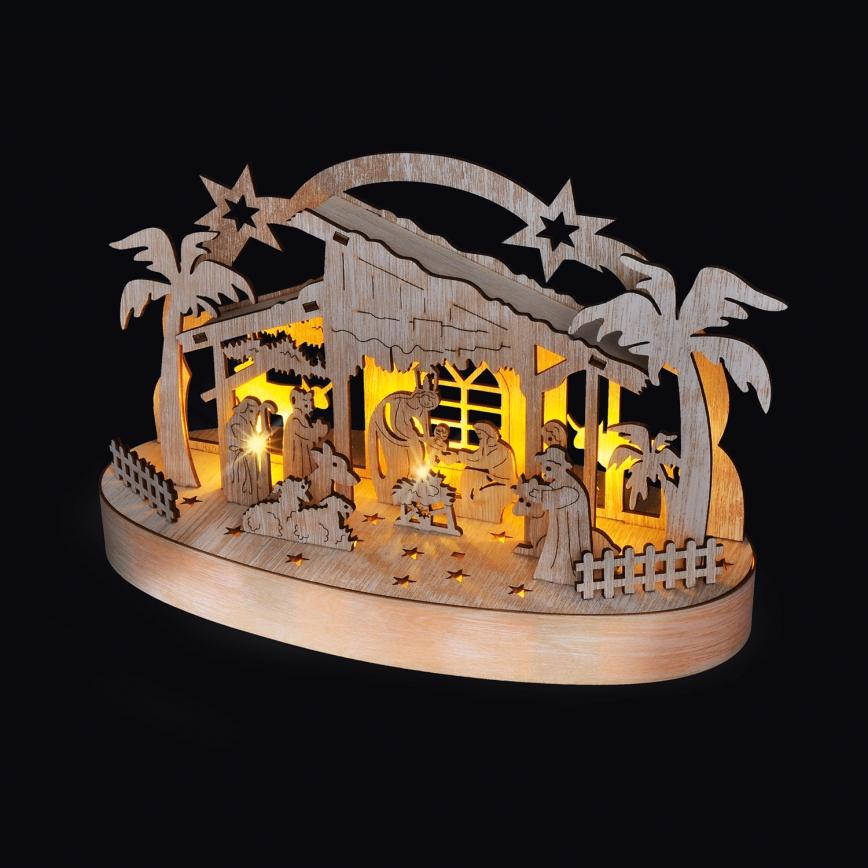Décoration de Noël LED/2xAA/blanc chaud crèche
