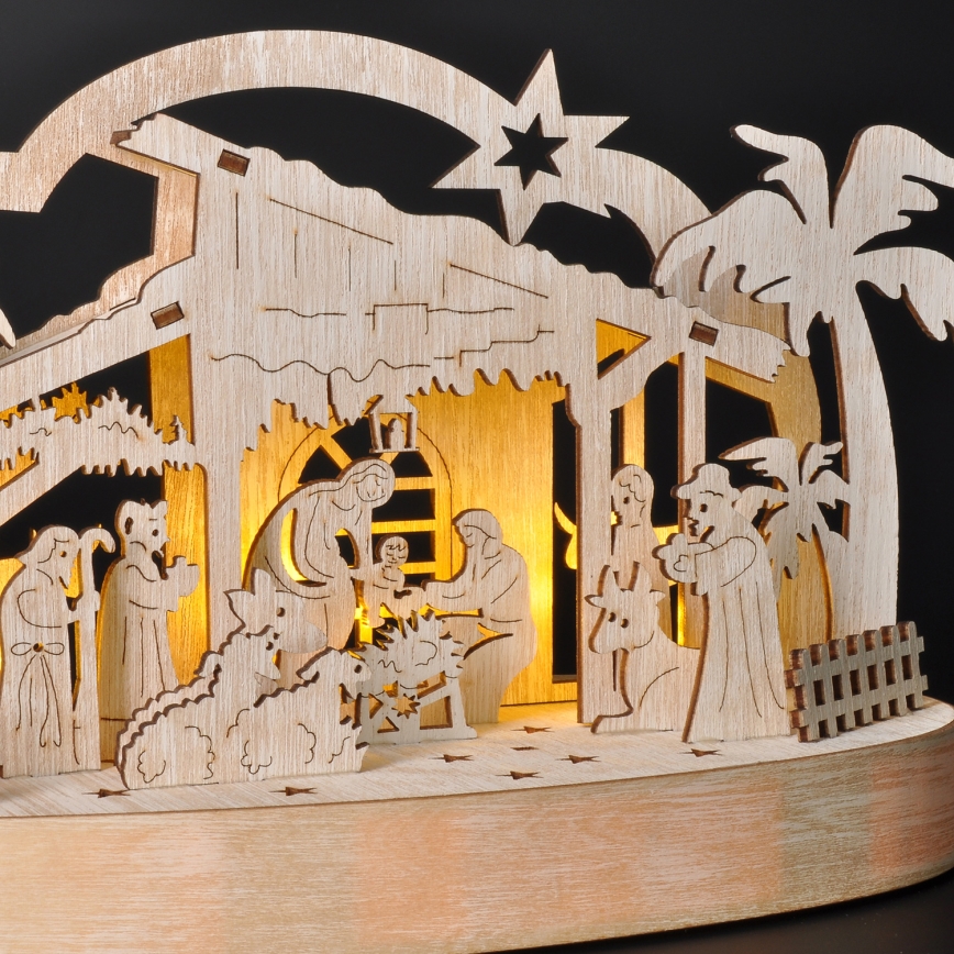 Décoration de Noël LED/2xAA/blanc chaud crèche