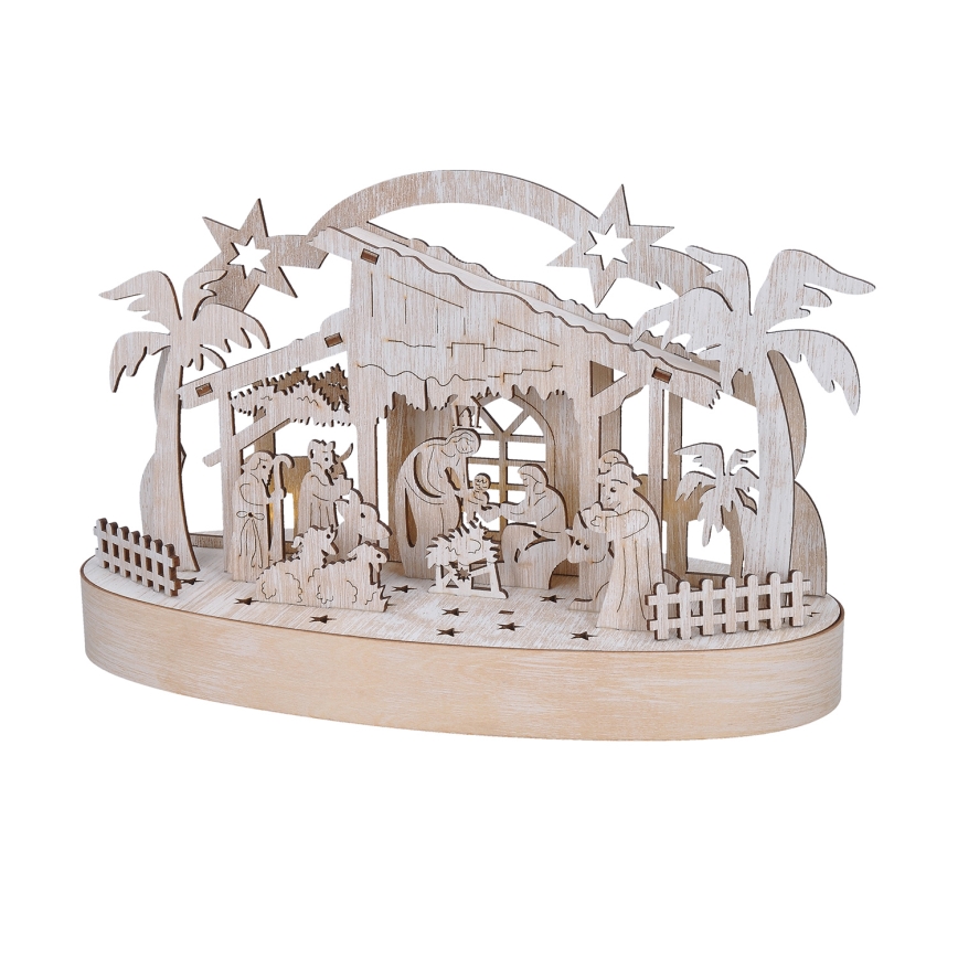 Décoration de Noël LED/2xAA/blanc chaud crèche