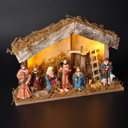 Décoration de Noël LED/2xAA/blanc chaud crèche
