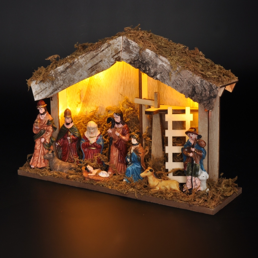 Décoration de Noël LED/2xAA/blanc chaud crèche