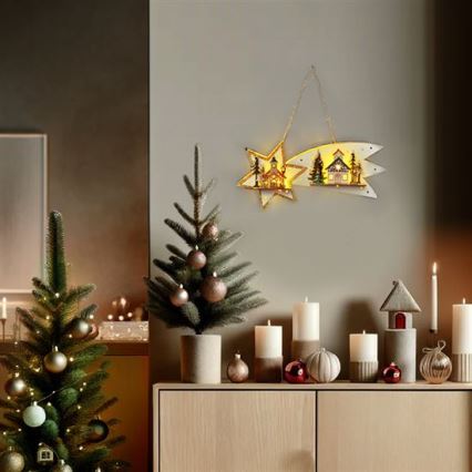 LED kerstdecoratie 10xLED/2xAA komeet