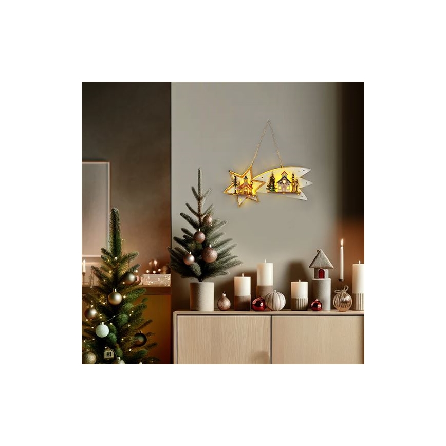 LED kerstdecoratie 10xLED/2xAA komeet