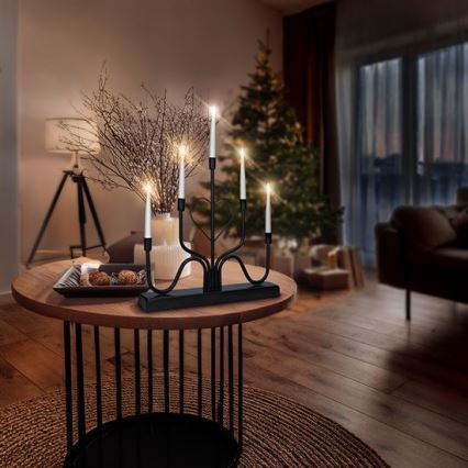 LED kerstkandelaar 5xLED/2xAA warm wit