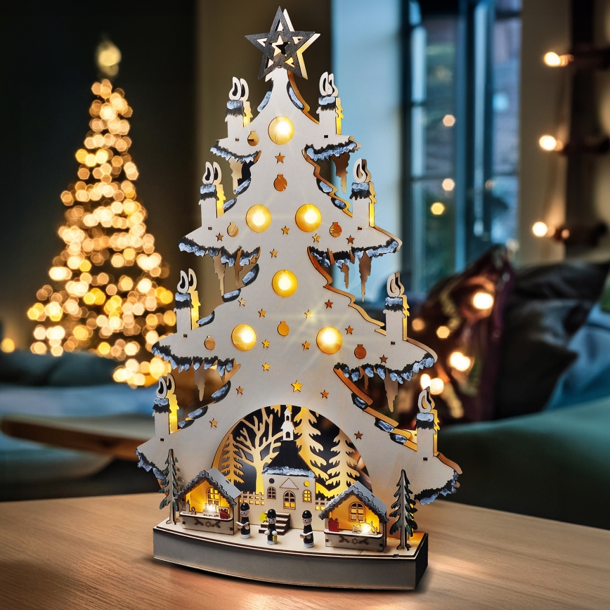Décoration de Noël LED/2xAA/blanc chaud arbre