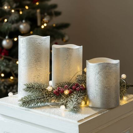 Lot de 3 bougies LED LED/3xAAA, blanc chaud